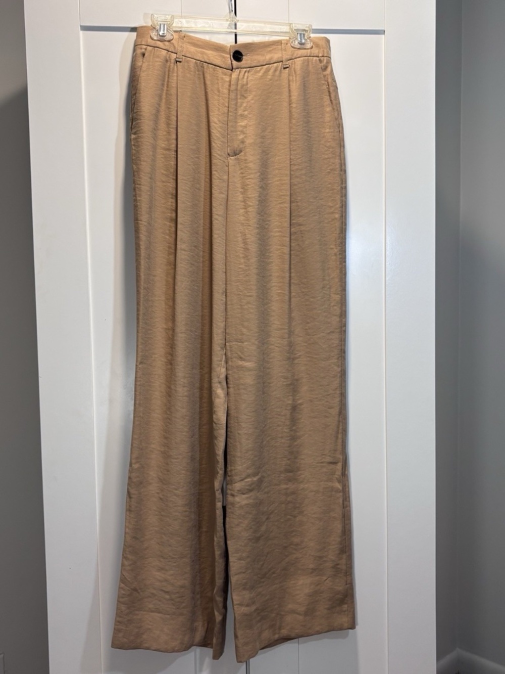 Zara Summer Pants Tan Beige Wide-Leg Lightweight Airy Flowy Women’s Size Medium